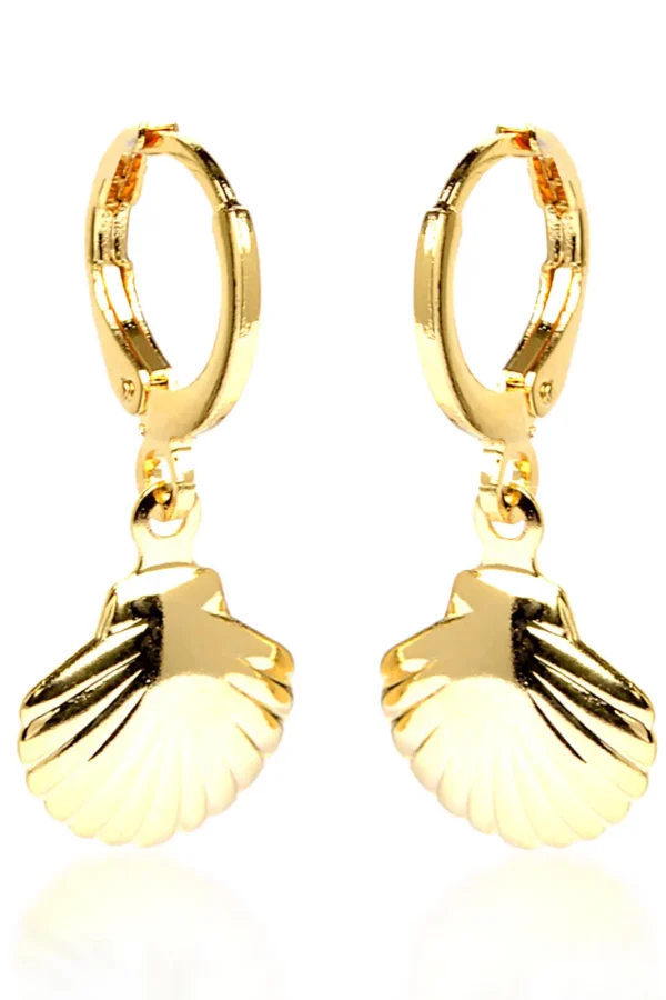 Brinco Argolinha Concha Banhado a Ouro 18k