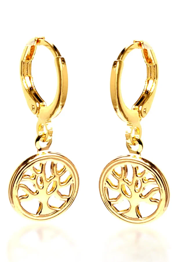 Brinco Argolinha Árvore da Vida Banhado a Ouro 18k