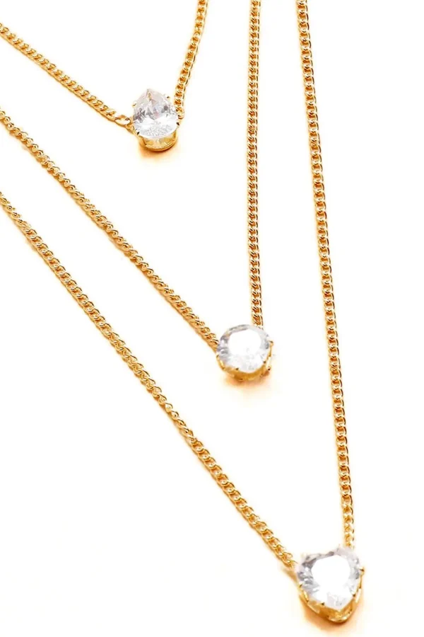 Colar Triplo Feminino Banhado a Ouro