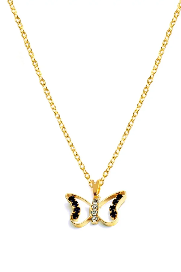 Colar Borboleta Strass Banhado A Ouro 18k