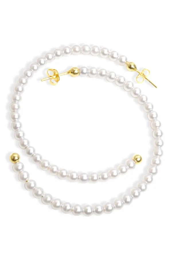 Brinco Argola Perola Médio Banhado A Ouro