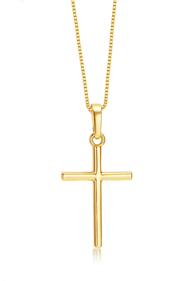 Colar Veneziana Masculino Cruz Banhado A Ouro 18k