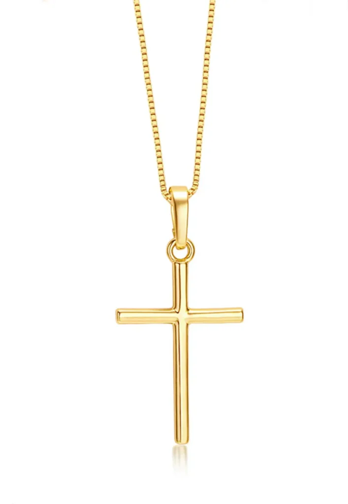 Colar Veneziana Masculino Cruz Banhado A Ouro 18k