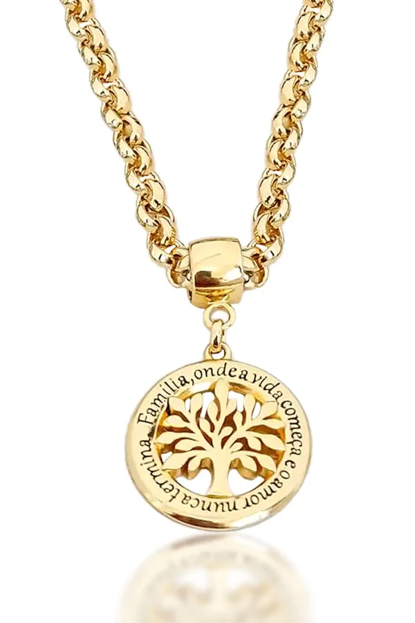 Colar Árvore Da Vida Banhado a Ouro 18k