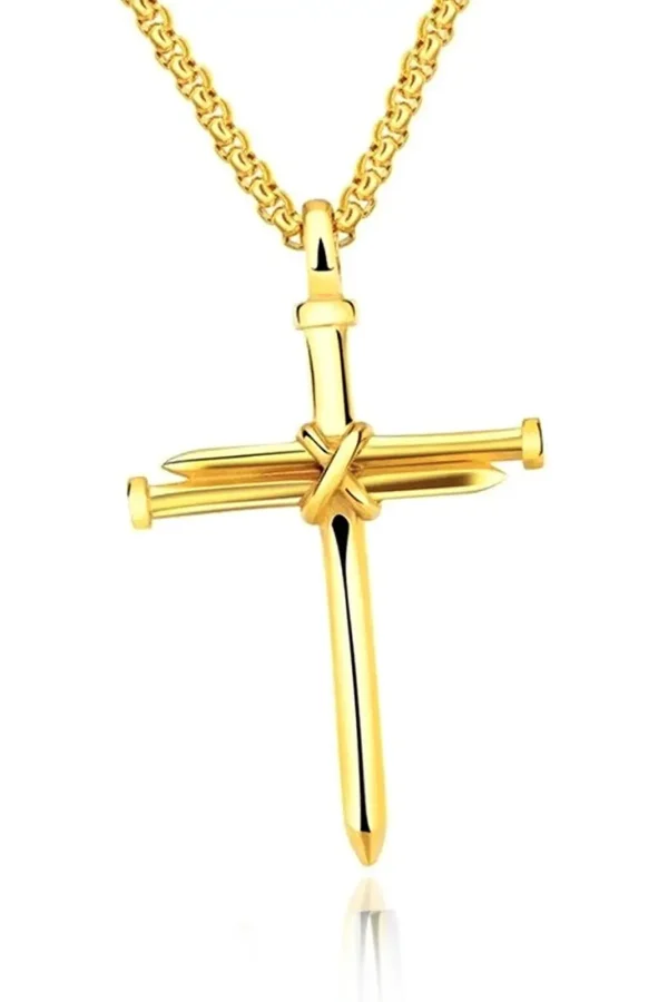 Colar Crucifixo De Prego Banhado A Ouro 18k