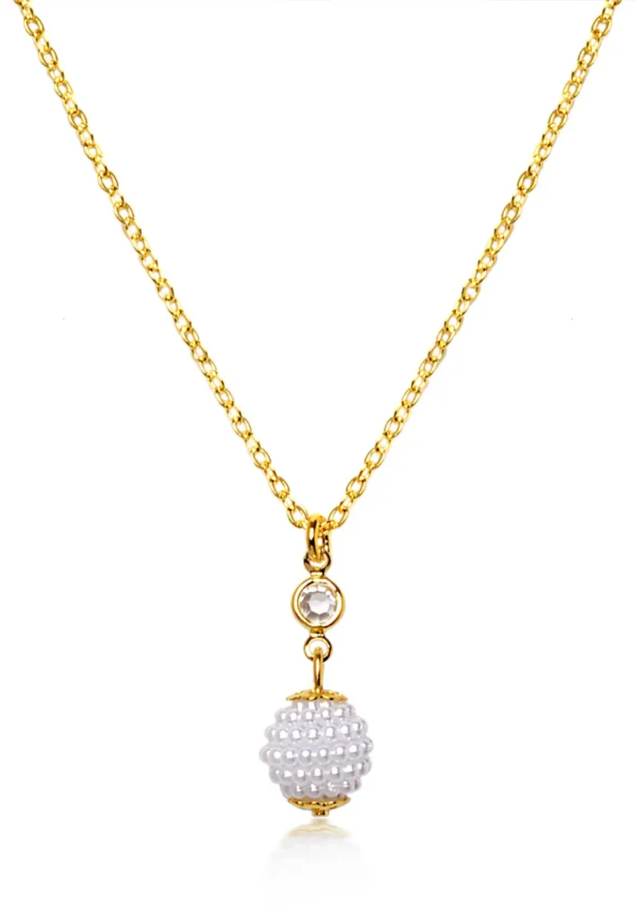 Colar Perola com Zircônia Banhado a Ouro 18k