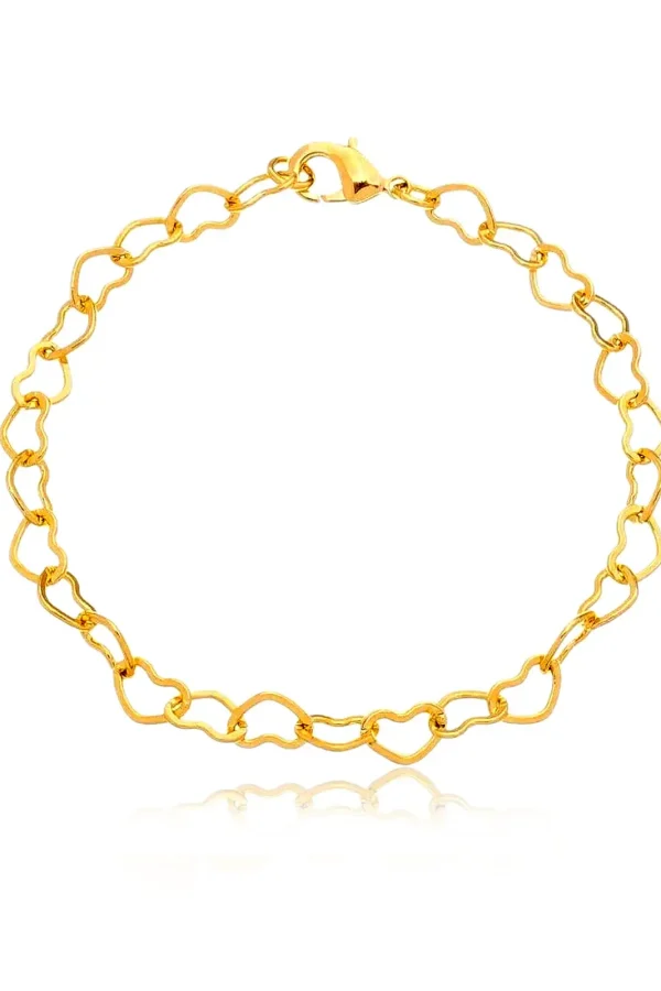 Pulseira Corrente Coração Banhada a Ouro 18k