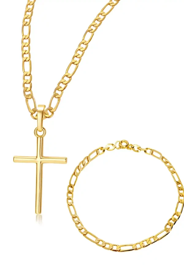 Cordão Masculino Cruz Banhado A Ouro Entrega